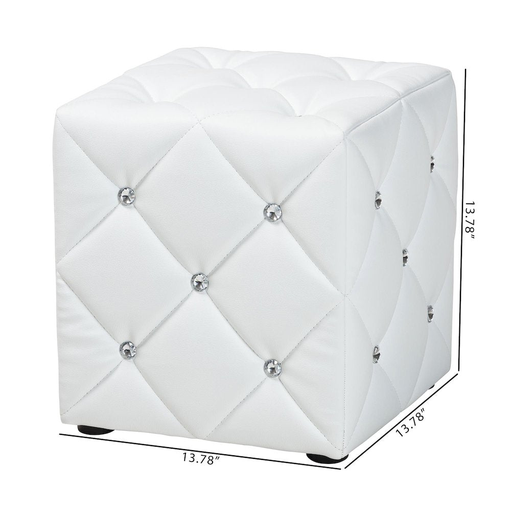 Stacey Modern and Contemporary White Faux Leather Upholstered Ottoman