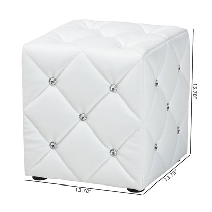 Stacey Modern and Contemporary White Faux Leather Upholstered Ottoman