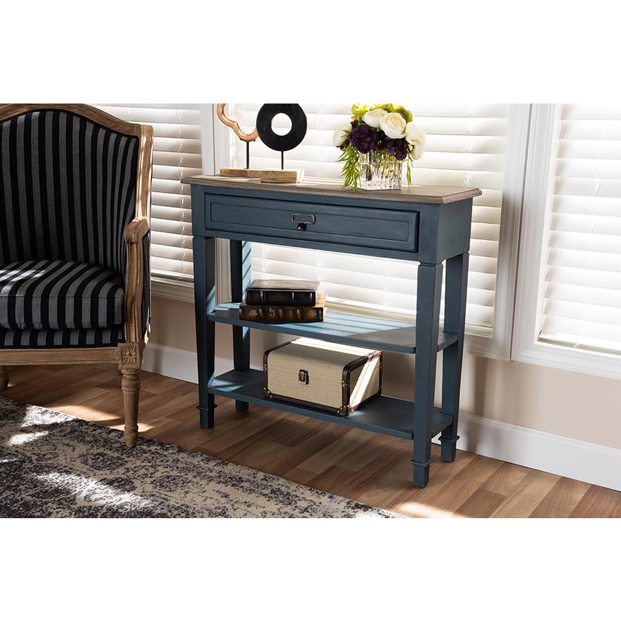Baxton Studio Dauphine French Provincial Blue Spruce Fiinished Wood Accent Console Table