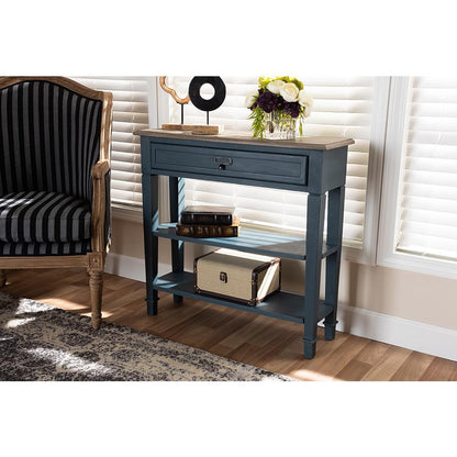Baxton Studio Dauphine French Provincial Blue Spruce Fiinished Wood Accent Console Table