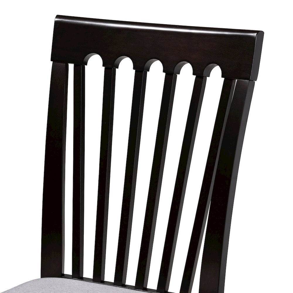 Lore Modern Grey Fabric and Dark Brown Wood 5-Piece Dining Set