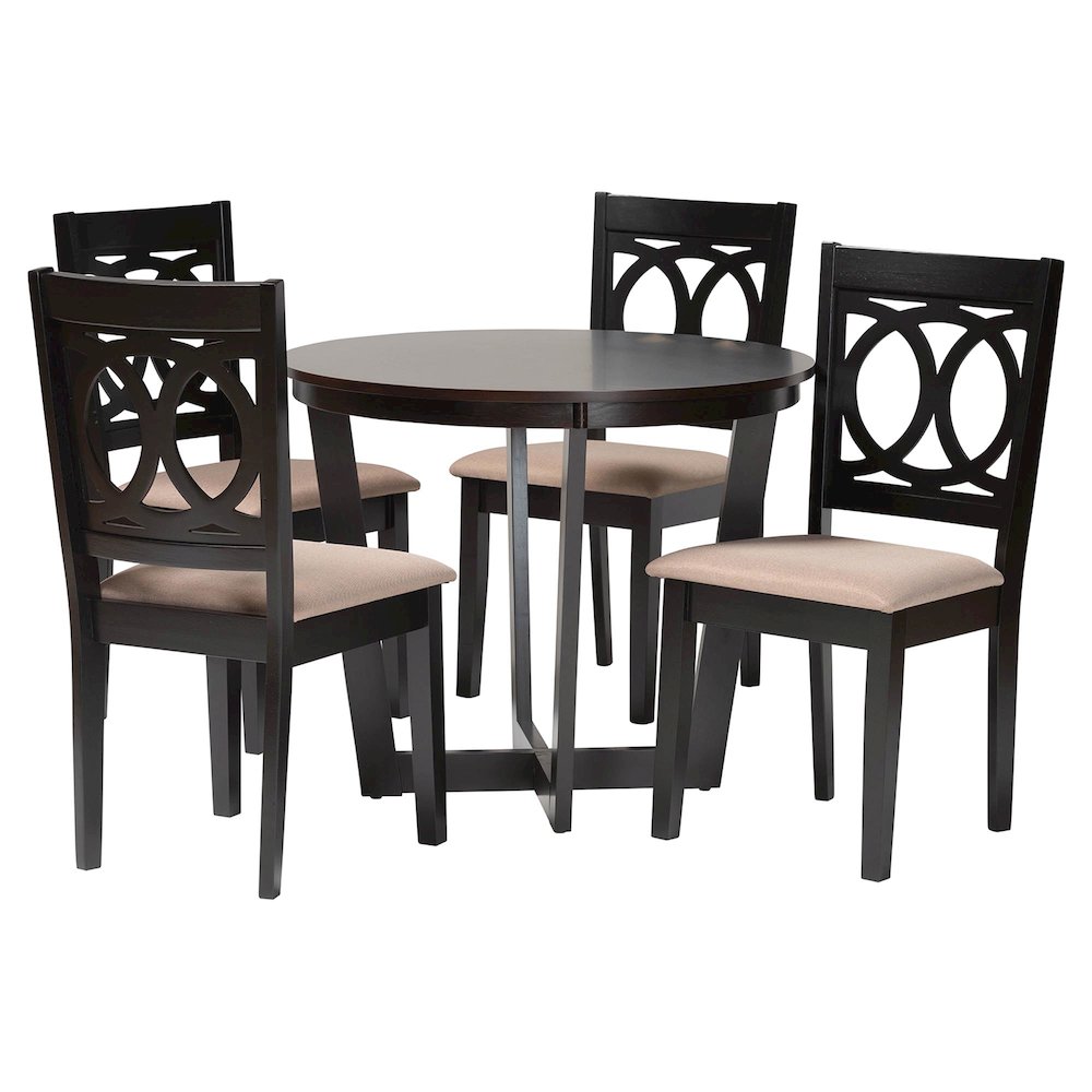 Kara Modern Sand Dark Brown Finished Wood 5-Piece Dining Set