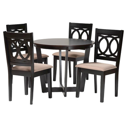 Kara Modern Sand Dark Brown Finished Wood 5-Piece Dining Set