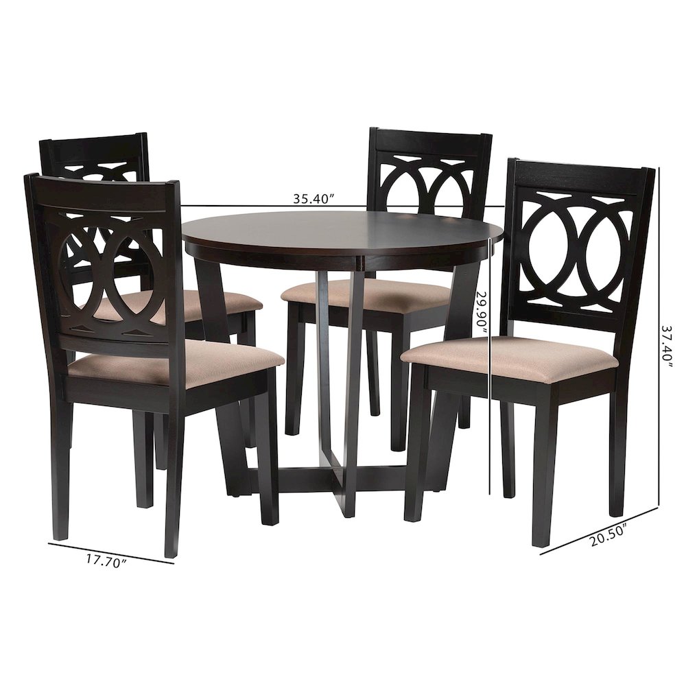 Kara Modern Sand Dark Brown Finished Wood 5-Piece Dining Set