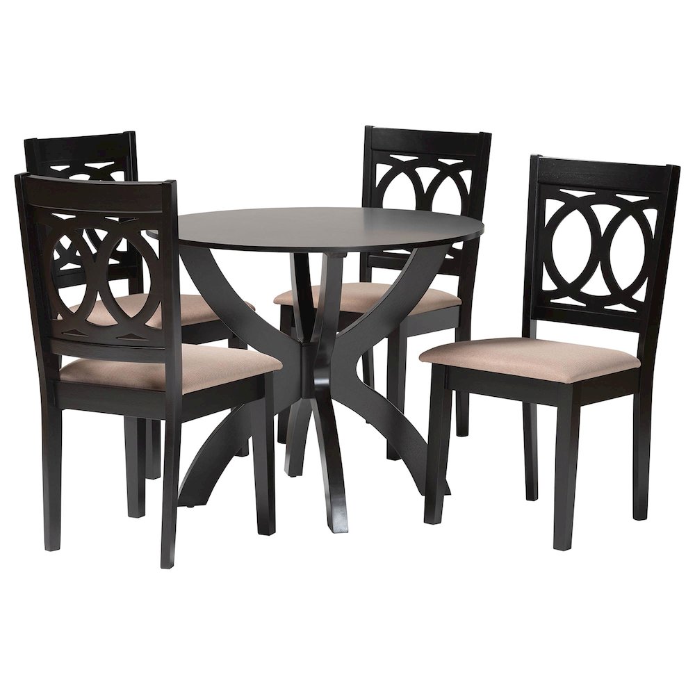 Rita Modern Sand Dark Brown Finished Wood 5-Piece Dining Set