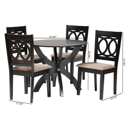 Rita Modern Sand Dark Brown Finished Wood 5-Piece Dining Set