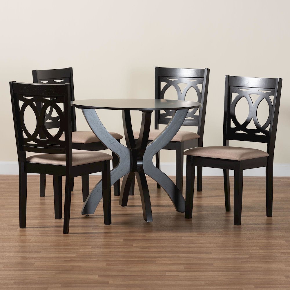 Rita Modern Sand Dark Brown Finished Wood 5-Piece Dining Set