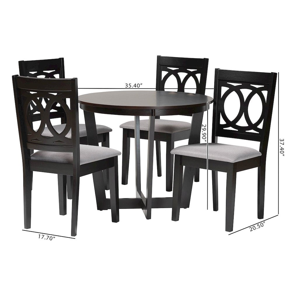 Kara Modern Grey and Dark Brown Finished Wood 5-Piece Dining Set