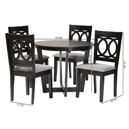 Kara Modern Grey and Dark Brown Finished Wood 5-Piece Dining Set
