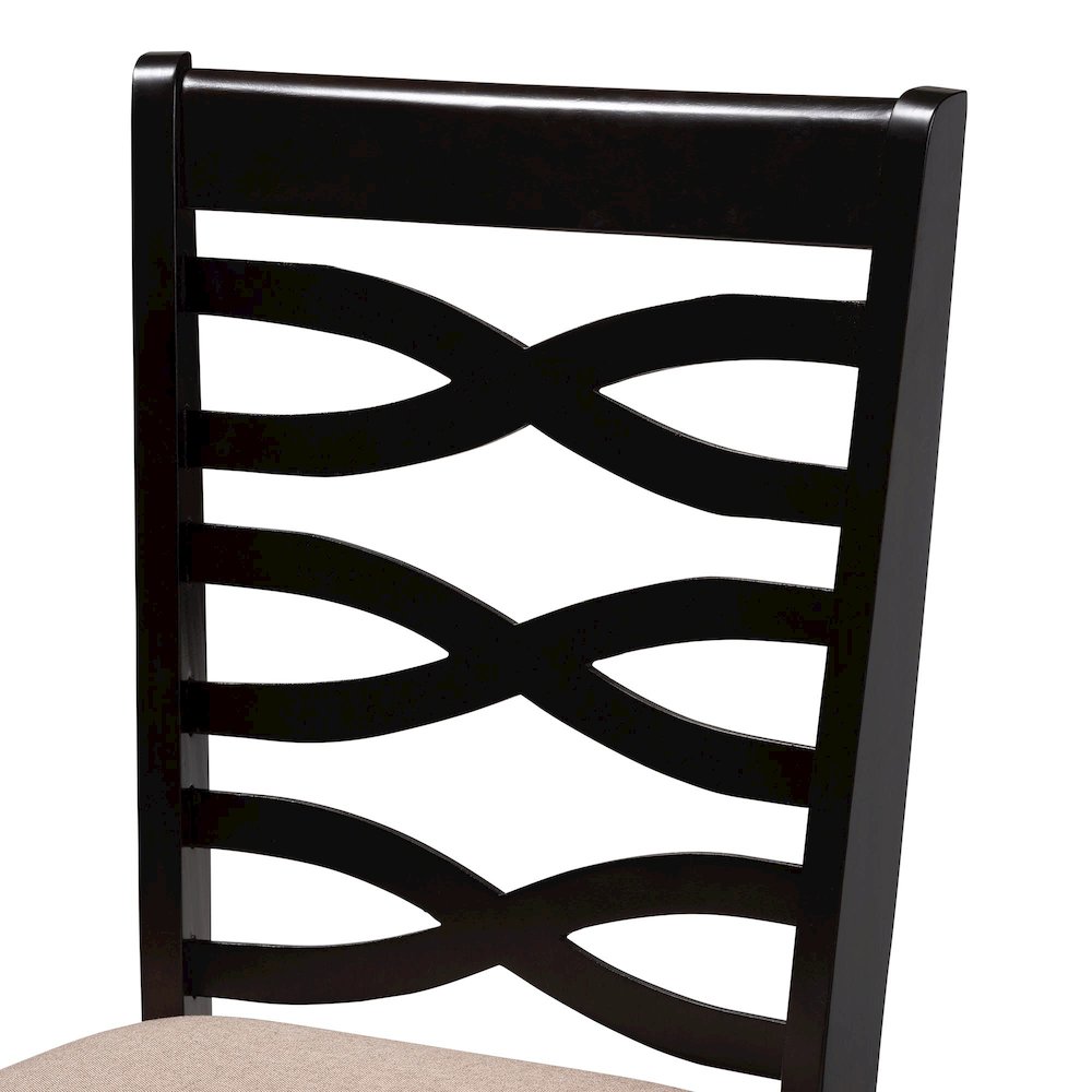 Leda Modern Sand Fabric and Dark Brown Finished Wood 5-Piece Dining Set