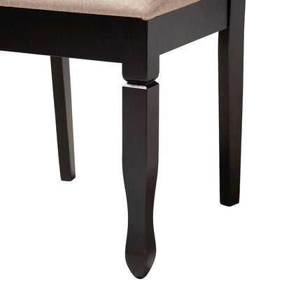 Leda Modern Sand Fabric and Dark Brown Finished Wood 5-Piece Dining Set