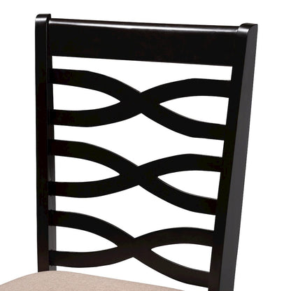 Ariane Modern Sand Fabric and Dark Brown Finished Wood 5-Piece Dining Set