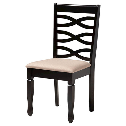 Aspen Modern Sand Fabric and Dark Brown Finished Wood 5-Piece Dining Set