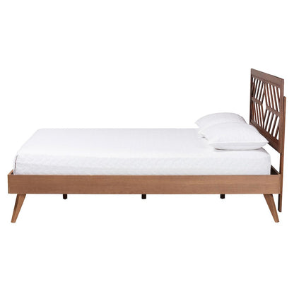 Chinedu Platform Bed - Mid-Century Modern Bed with Cutout Headboard, Queen