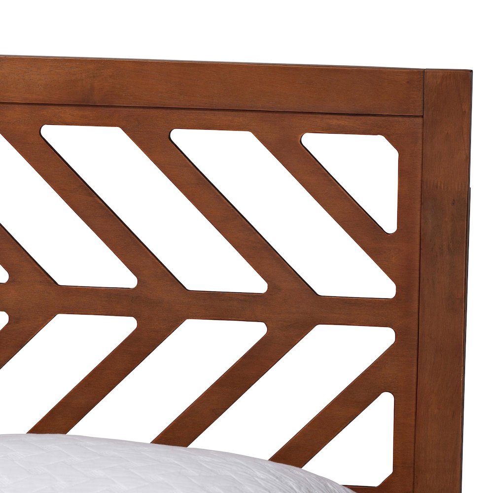 Chinedu Platform Bed - Mid-Century Modern Bed with Cutout Headboard, Queen