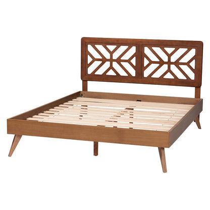 Kirabo Platform Bed - Mid-Century Modern Bed with Cutout Headboard, Queen