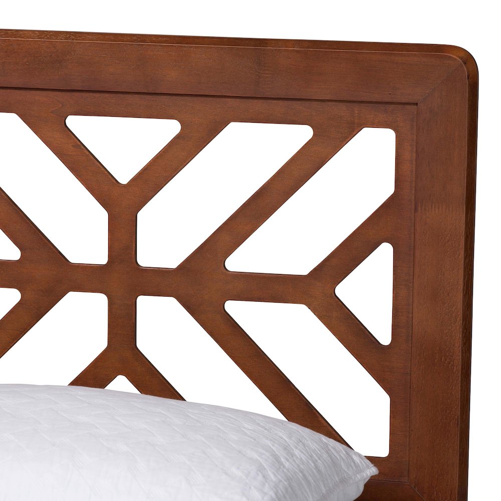 Kirabo Platform Bed - Mid-Century Modern Bed with Cutout Headboard, Queen