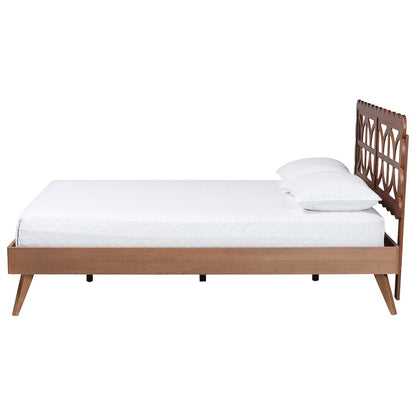 Shukura Platform Bed - Mid-Century Modern Bed with Lasercut Headboard, Queen