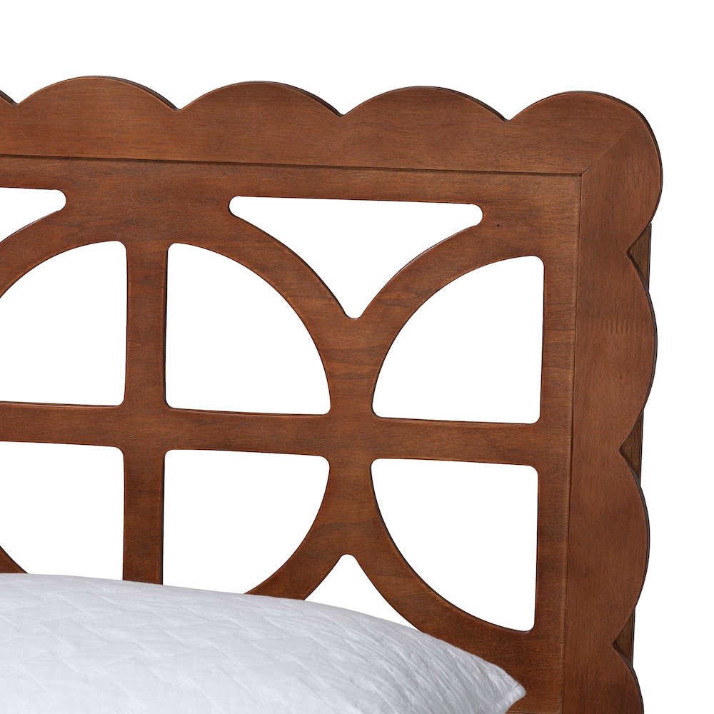 Shukura Platform Bed - Mid-Century Modern Bed with Lasercut Headboard, Queen