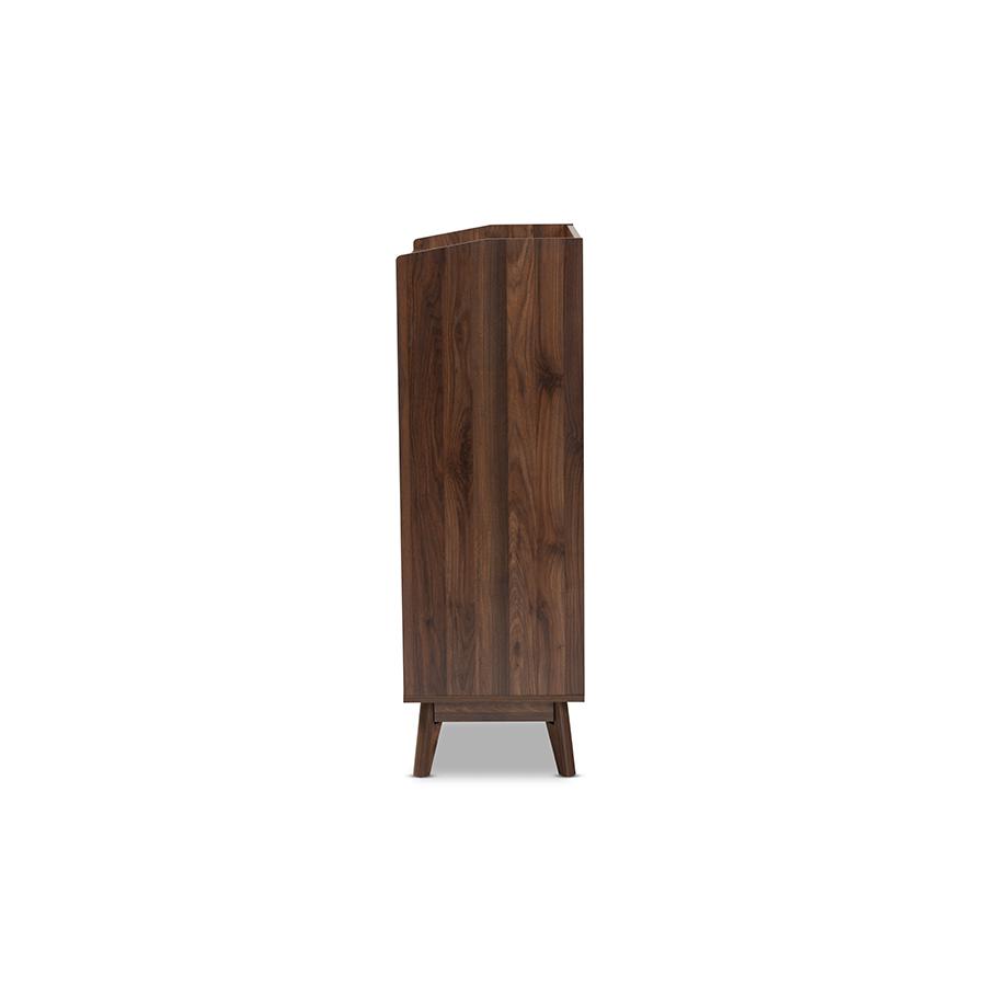 Baxton Studio Lena Mid-Century Modern Walnut Brown Finished 5-Drawer Wood Chest