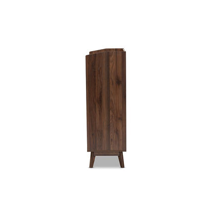 Baxton Studio Lena Mid-Century Modern Walnut Brown Finished 5-Drawer Wood Chest