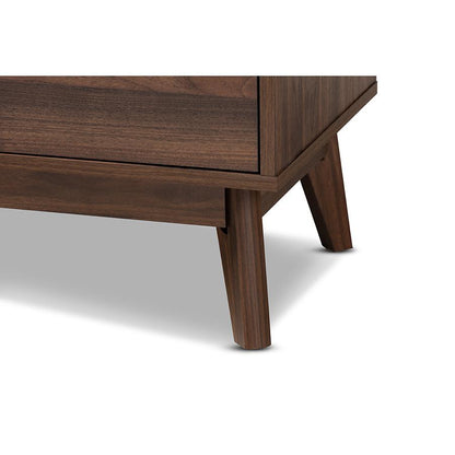 Baxton Studio Lena Mid-Century Modern Walnut Brown Finished 5-Drawer Wood Chest