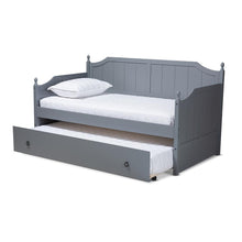 Grey finish wood twin size daybed with trundle, rustic style, sturdy frame