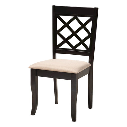 Adina Modern Sand Fabric and Dark Brown Wood 5-Piece Dining Set