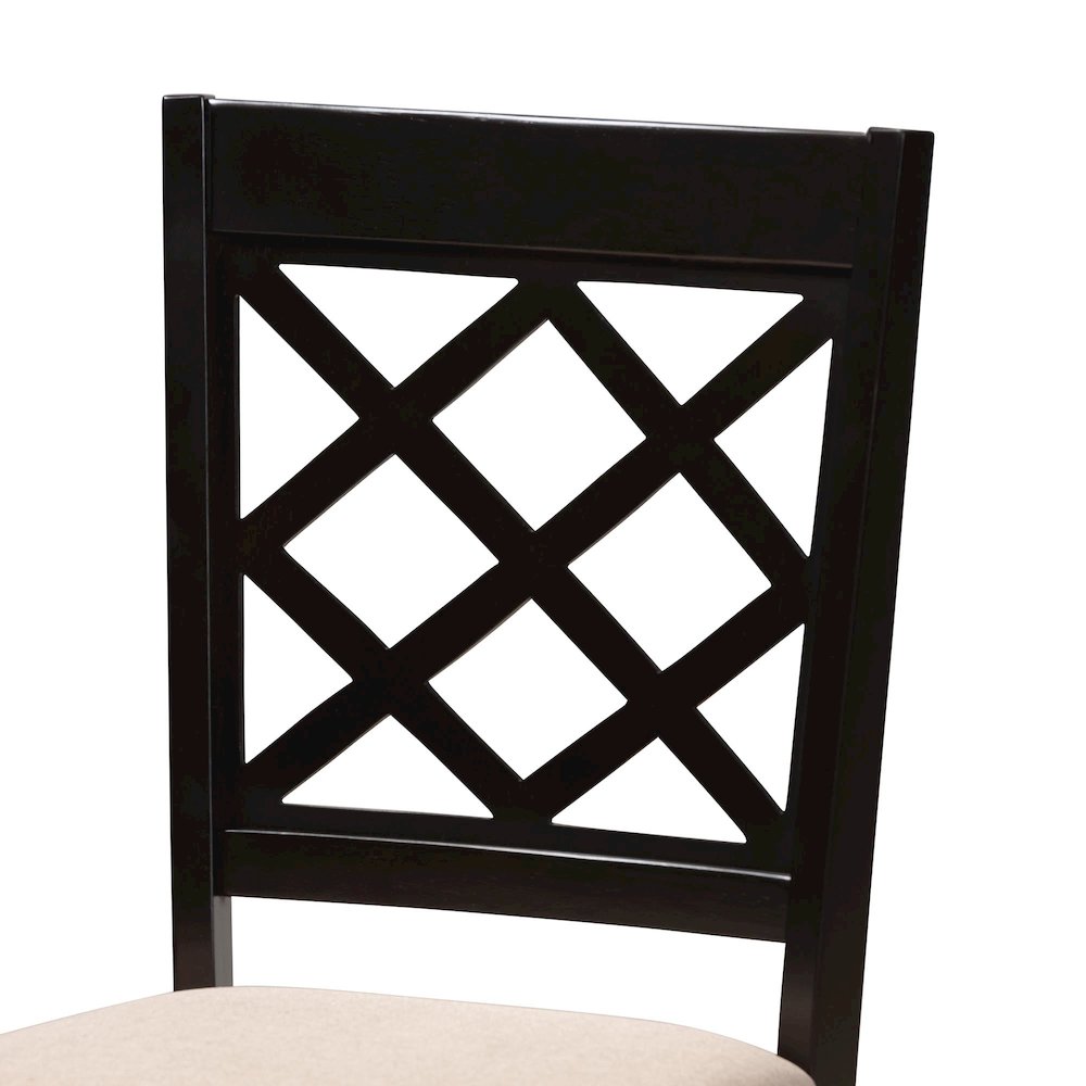 Adina Modern Sand Fabric and Dark Brown Wood 5-Piece Dining Set