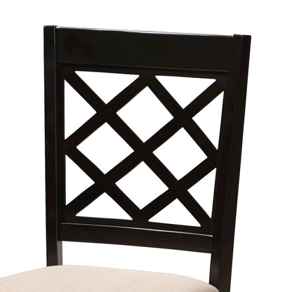 Savina Modern Sand Fabric and Dark Brown Wood 5-Piece Dining Set