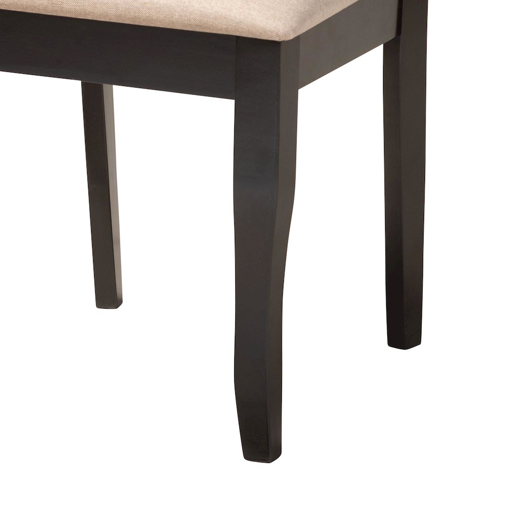 Savina Modern Sand Fabric and Dark Brown Wood 5-Piece Dining Set