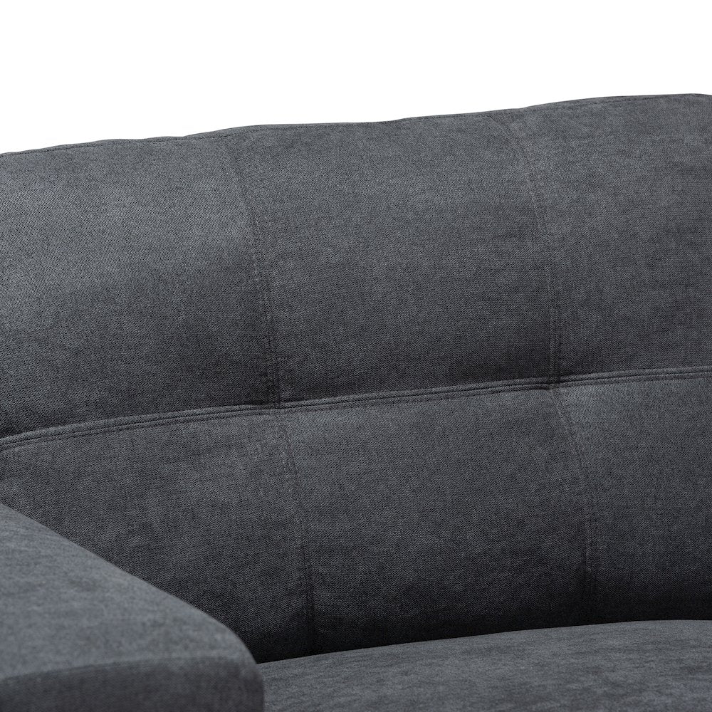 Dark Grey Fabric Upholstered Sectional Sofa with Right Facing Chaise