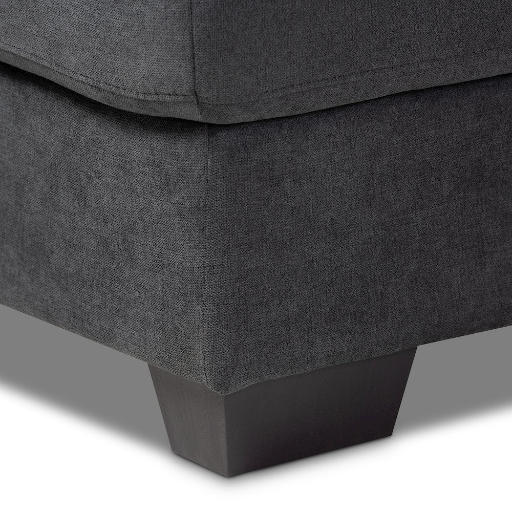 Dark Grey Fabric Upholstered Sectional Sofa with Right Facing Chaise