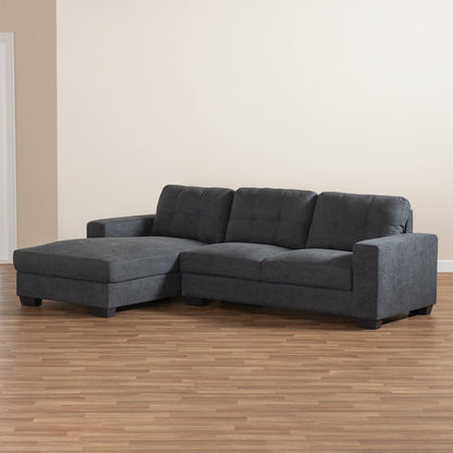 Dark Grey Fabric Upholstered Sectional Sofa with Left Facing Chaise