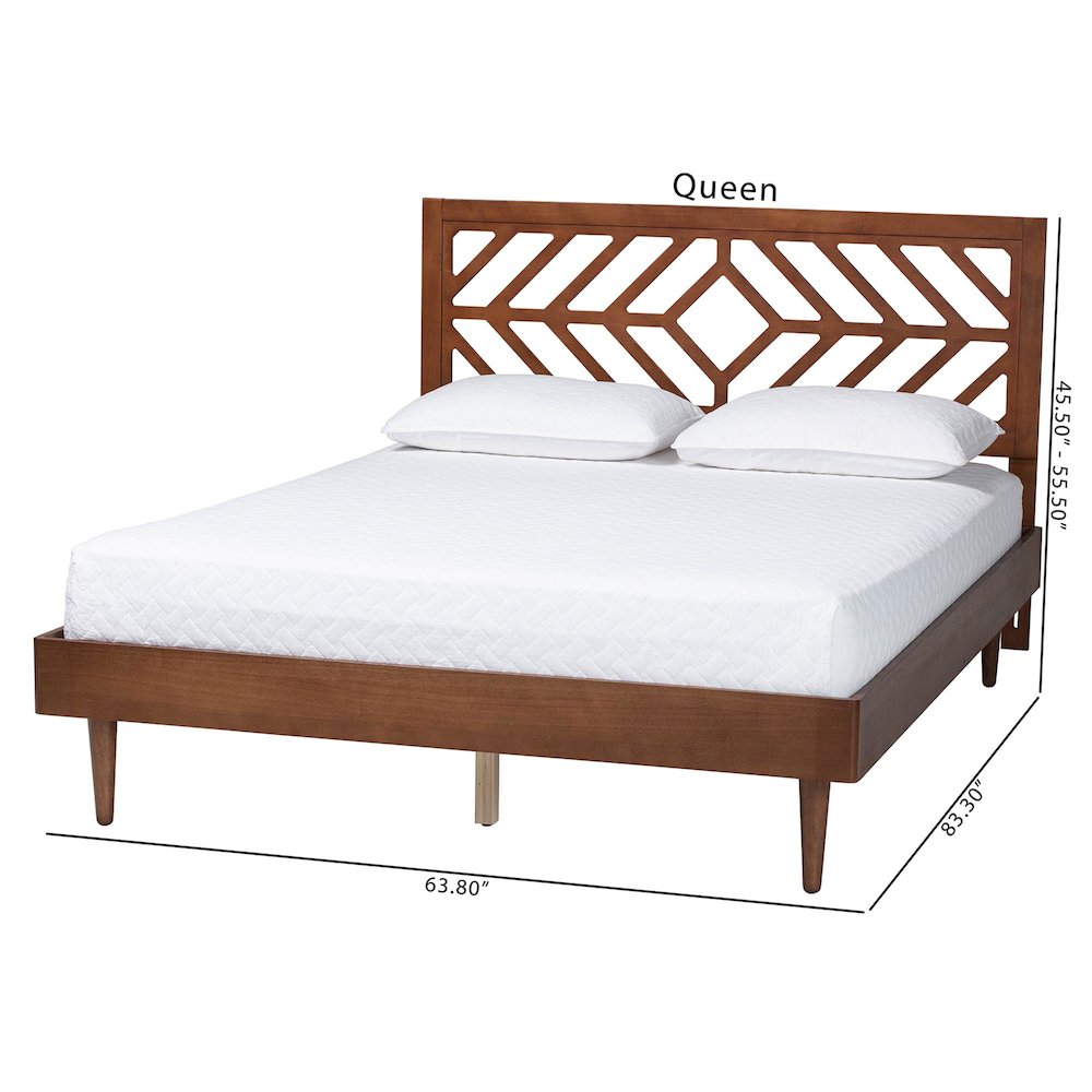 Zola Platform Bed Mid-Century Modern Bed with Cutout Headboard, Queen