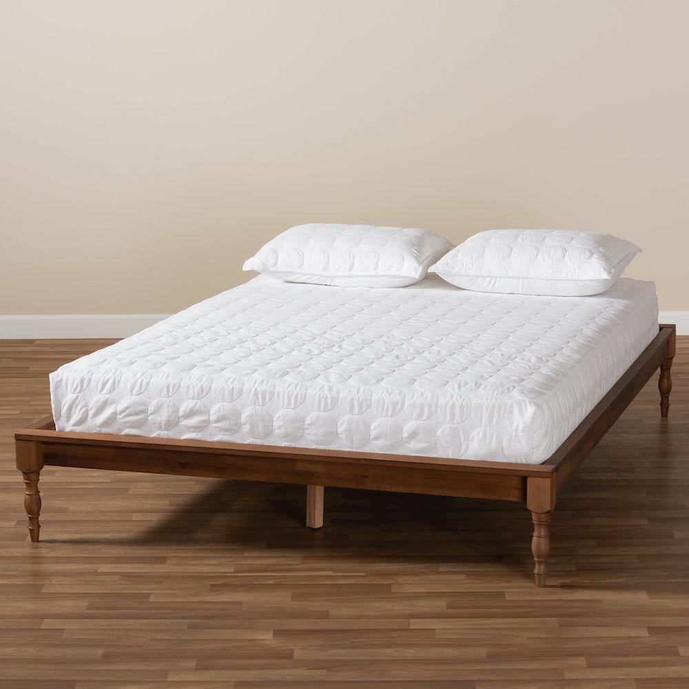 Romy Vintage French Inspired Ash Wanut Finished Queen Size Wood Bed Frame
