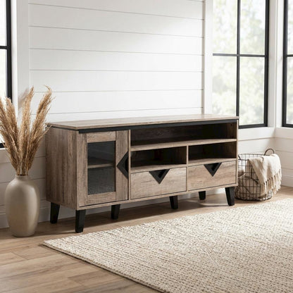 Light Brown Wood TV Stand with Contemporary Design and Storage Space