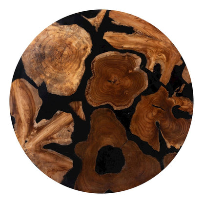 Agata Wood and Epoxy Resin Coffee Table - Handcrafted Live Edge Teak Accent