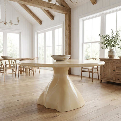 Cream Marbled Resin Coffee Table with Fiber-Reinforced Plastic Legs