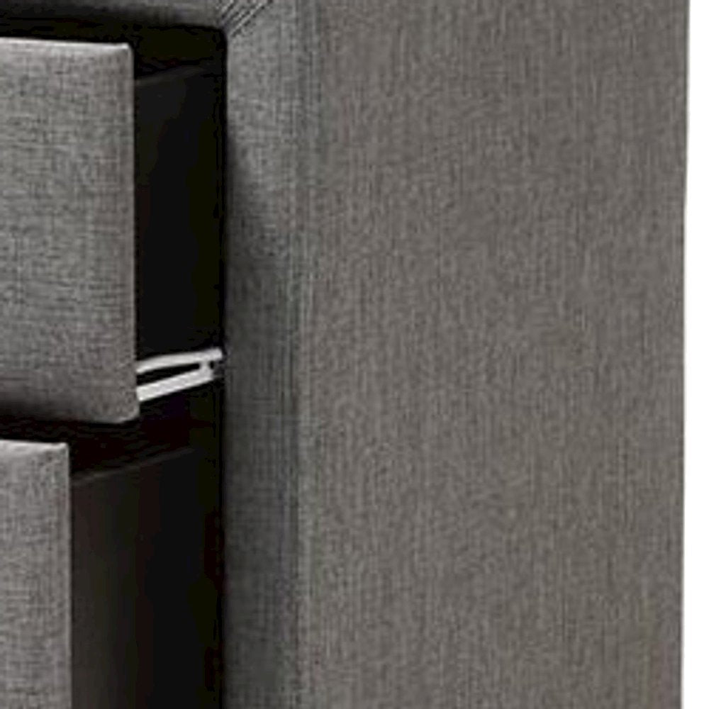 Fabric-Upholstered Nightstand with 3-Drawer Storage, Bedside Table, Grey