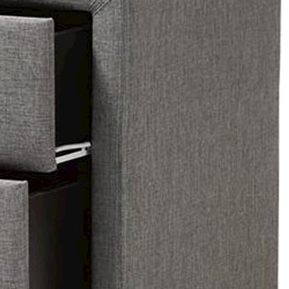Fabric-Upholstered Nightstand with 3-Drawer Storage, Bedside Table, Grey
