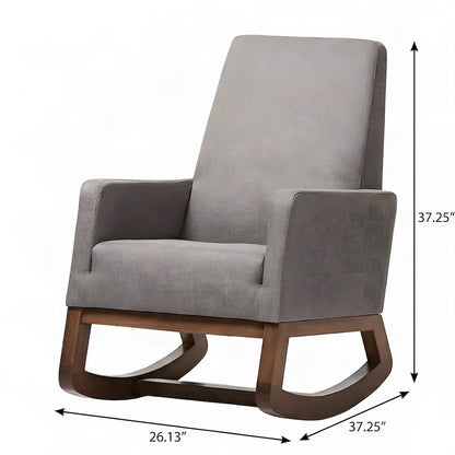 FurniFact Glider Rocking Chair with Fabric-Upholstered High Back, Grey