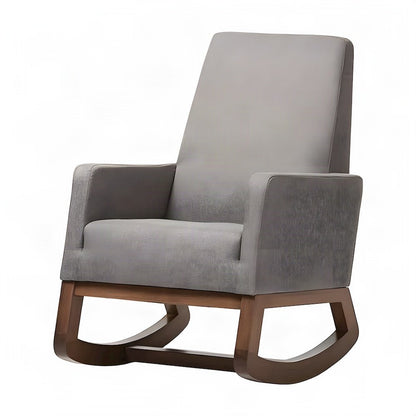 FurniFact Glider Rocking Chair with Fabric-Upholstered High Back, Grey