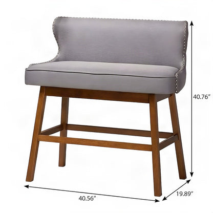 FurniFact Bench with Button-Tufted Fabric-Upholstered Back and Seat, Grey