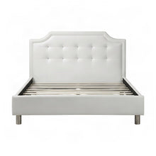 Faux Leather Upholstered Platform Bed with Padded Headboard, Full, White