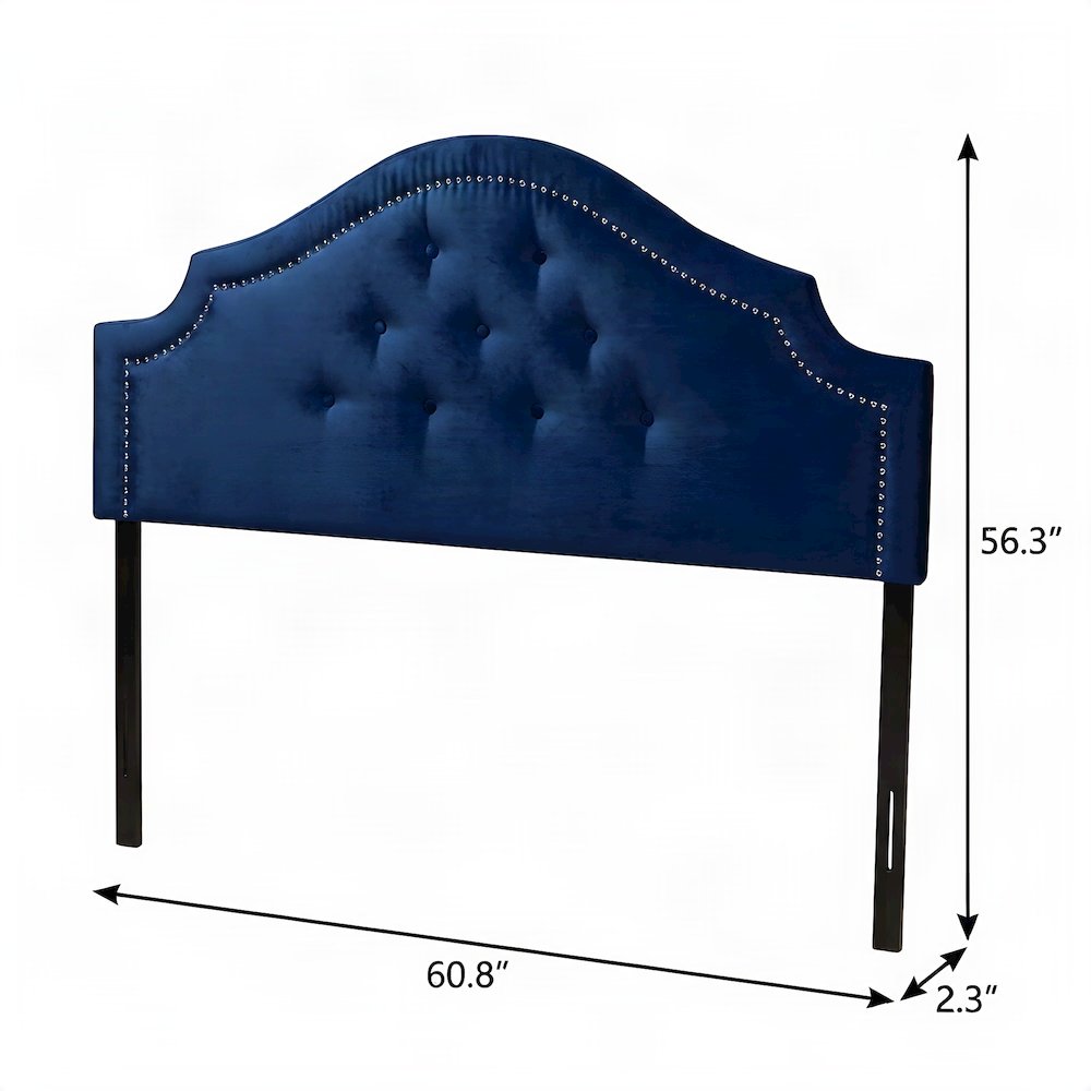 Velvet Upholstered Queen Headboard with Button-Tufted Foam Padding, Royal Blue