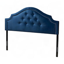Velvet Upholstered Queen Headboard with Button-Tufted Foam Padding, Royal Blue