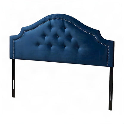 Velvet Upholstered Queen Headboard with Button-Tufted Foam Padding, Royal Blue