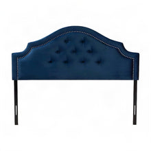 Velvet Upholstered Queen Headboard with Button-Tufted Foam Padding, Royal Blue