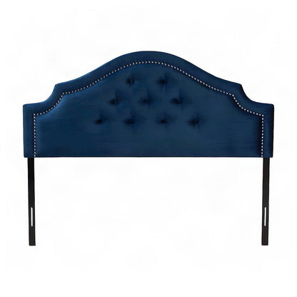 Velvet Upholstered Queen Headboard with Button-Tufted Foam Padding, Royal Blue